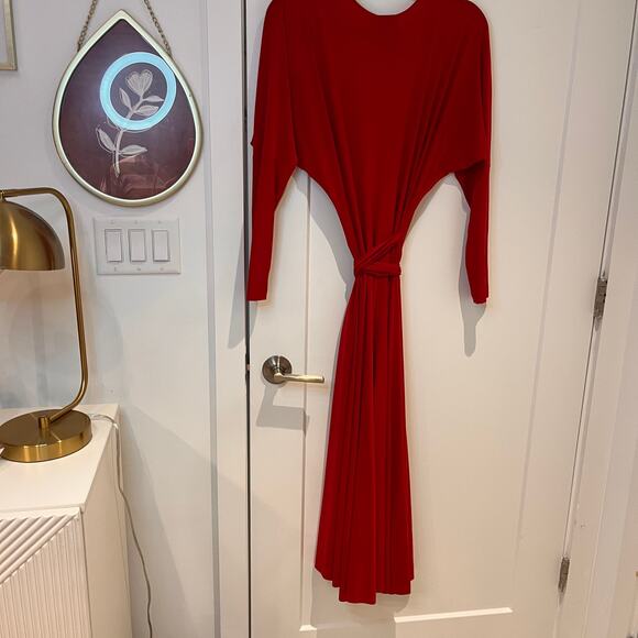 NEW KamaliKulture x Norma Kamali Red Dolman Sleeve Wrap Midi Dress Sz XS - Picture 3 of 10